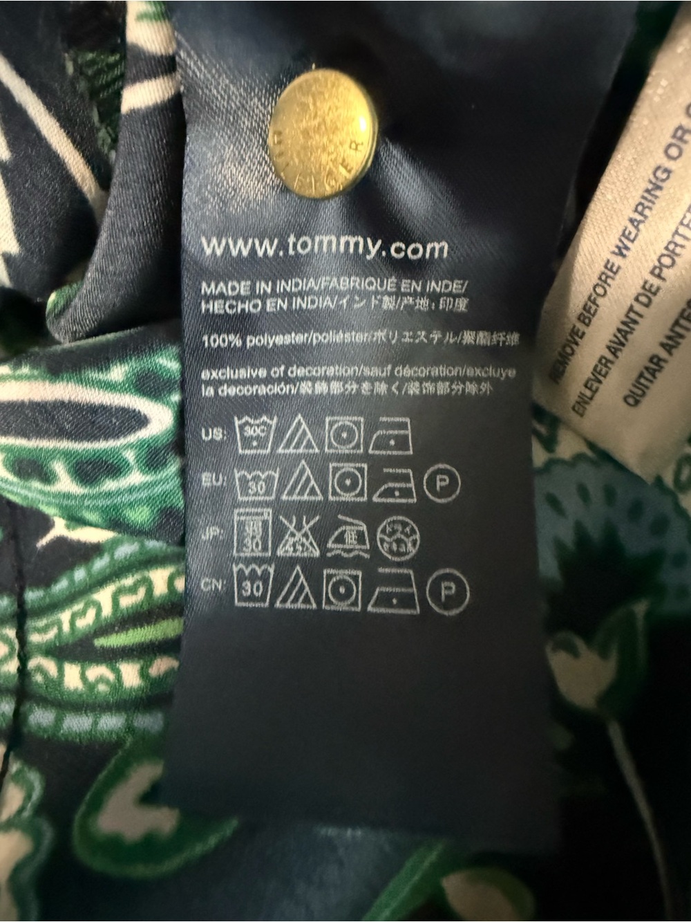 Tommy Hilfiger Paisley Fit & Flare Dress Size 0 Navy Green Sleeveless - Picture 12 of 13